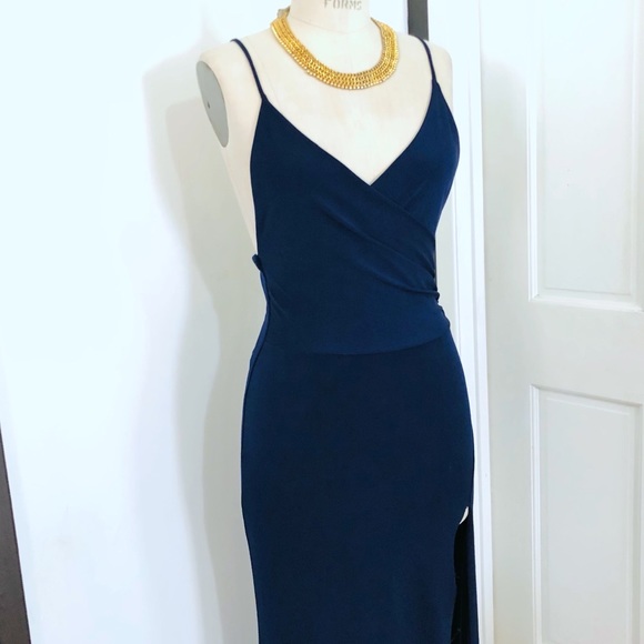 Fashion Nova Blue Open Slit Party Dress - Picture 4 of 9
